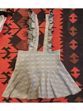 NEW ChicMe Women's Ruffle Strap Plaid Pinafore Skater Dress XL Black/White